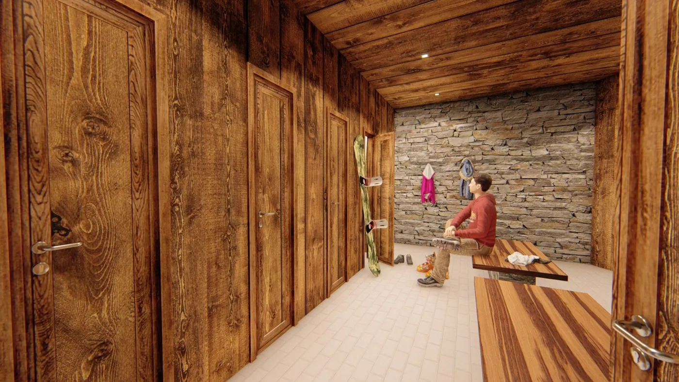 Vestiaire ski privatif du chalet de Valmorel